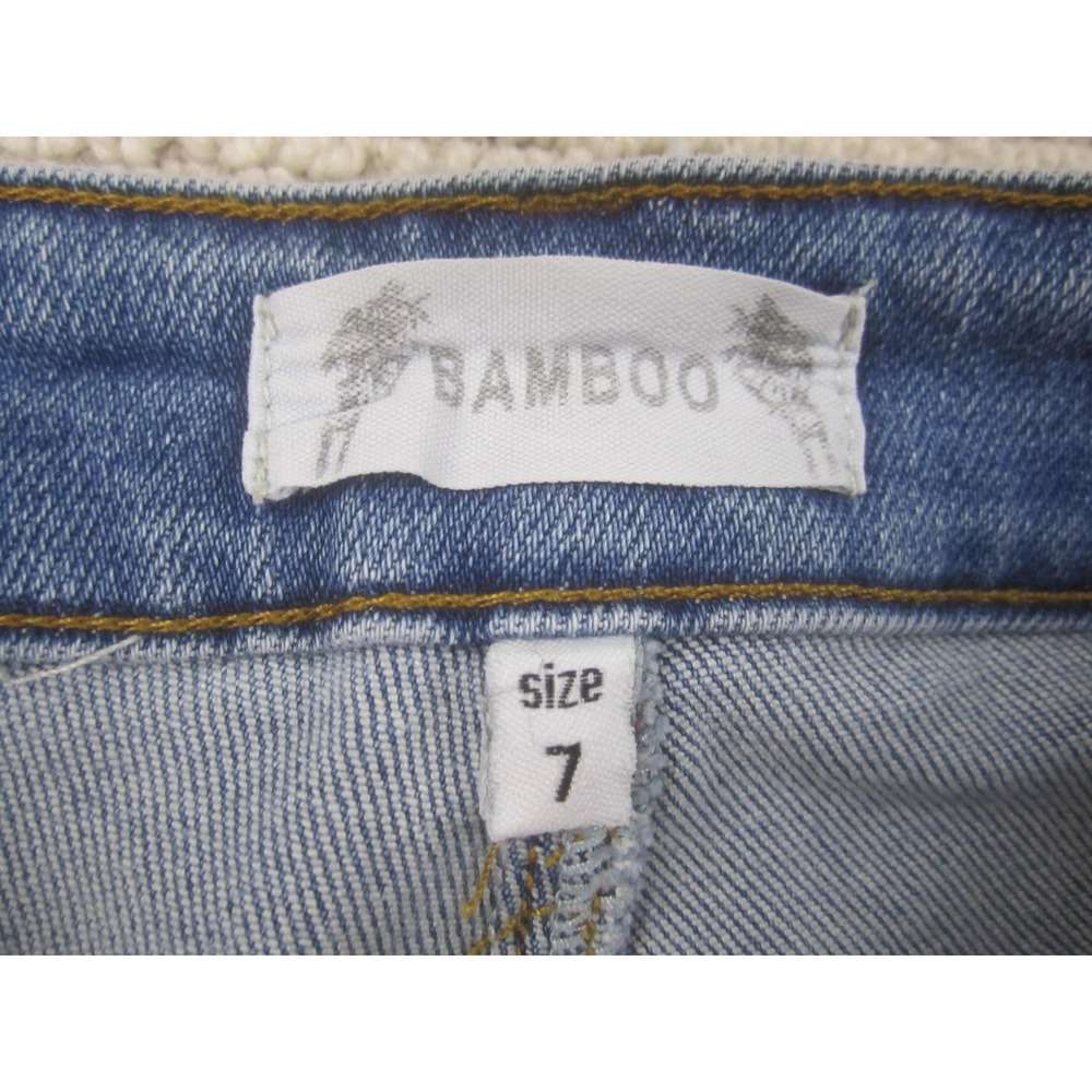 Bamboo Jeans Womens 7‎ Light Wash Blue Distressed Ripped Skinny Stretch Denim - Picture 4 of 10